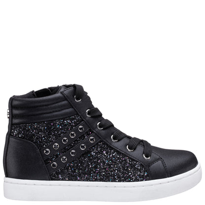 Girls Michaela Black Glitter High Top Sneakers | Nina Shoes