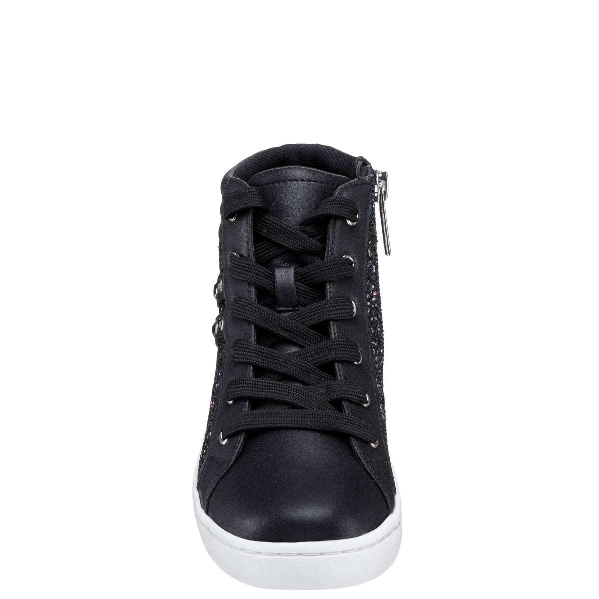 Girls Michaela Black Glitter High Top Sneakers | Nina Shoes