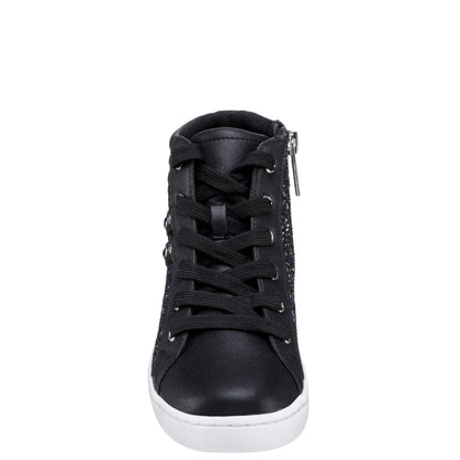 Girls Michaela Black Glitter High Top Sneakers | Nina Shoes