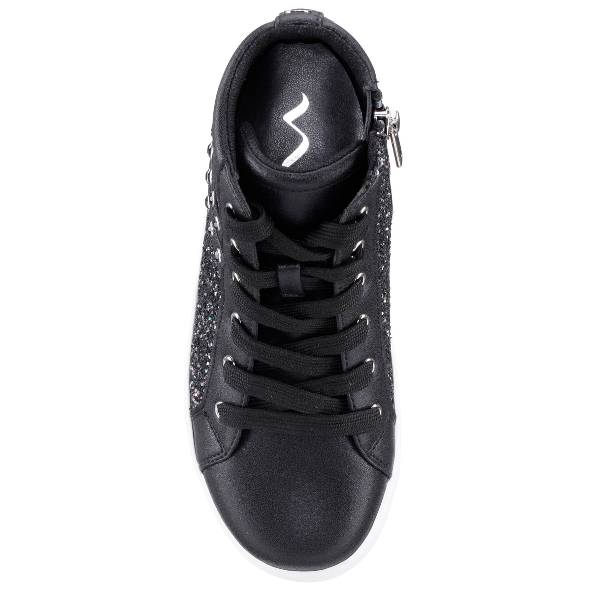 Girls Michaela Black Glitter High Top Sneakers | Nina Shoes