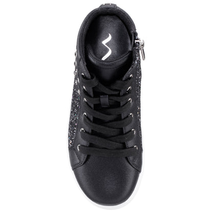 Girls Michaela Black Glitter High Top Sneakers | Nina Shoes