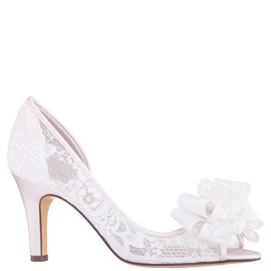 Floyda White Mid-Heel Pumps | Nina Shoes