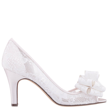 Floyda White Mid-Heel Pumps | Nina Shoes