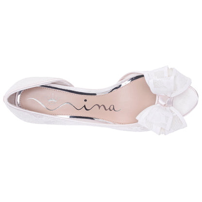 Floyda White Mid-Heel Pumps | Nina Shoes
