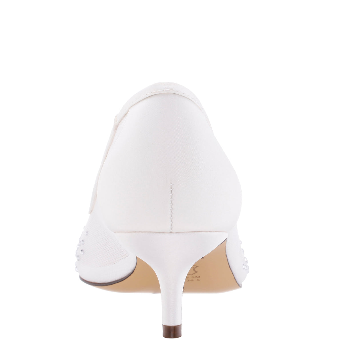 Sofie White Mesh with Faceted Crystals Kitten-Heel Pumps | Nina Shoes