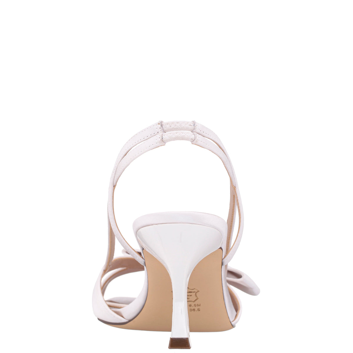 Lizette White Satin with Bow Slingback Sandals on a Mid-Heel | Nina Shoes
