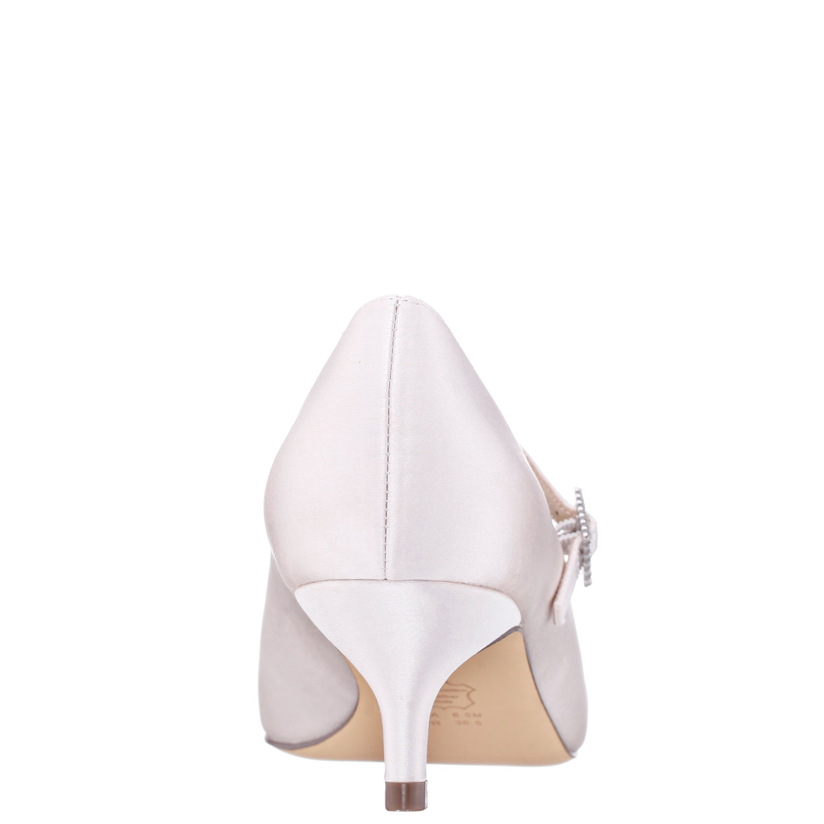 Namali White Satin with Rhinestone Buckle Kitten-Heel Pumps | Nina Shoes