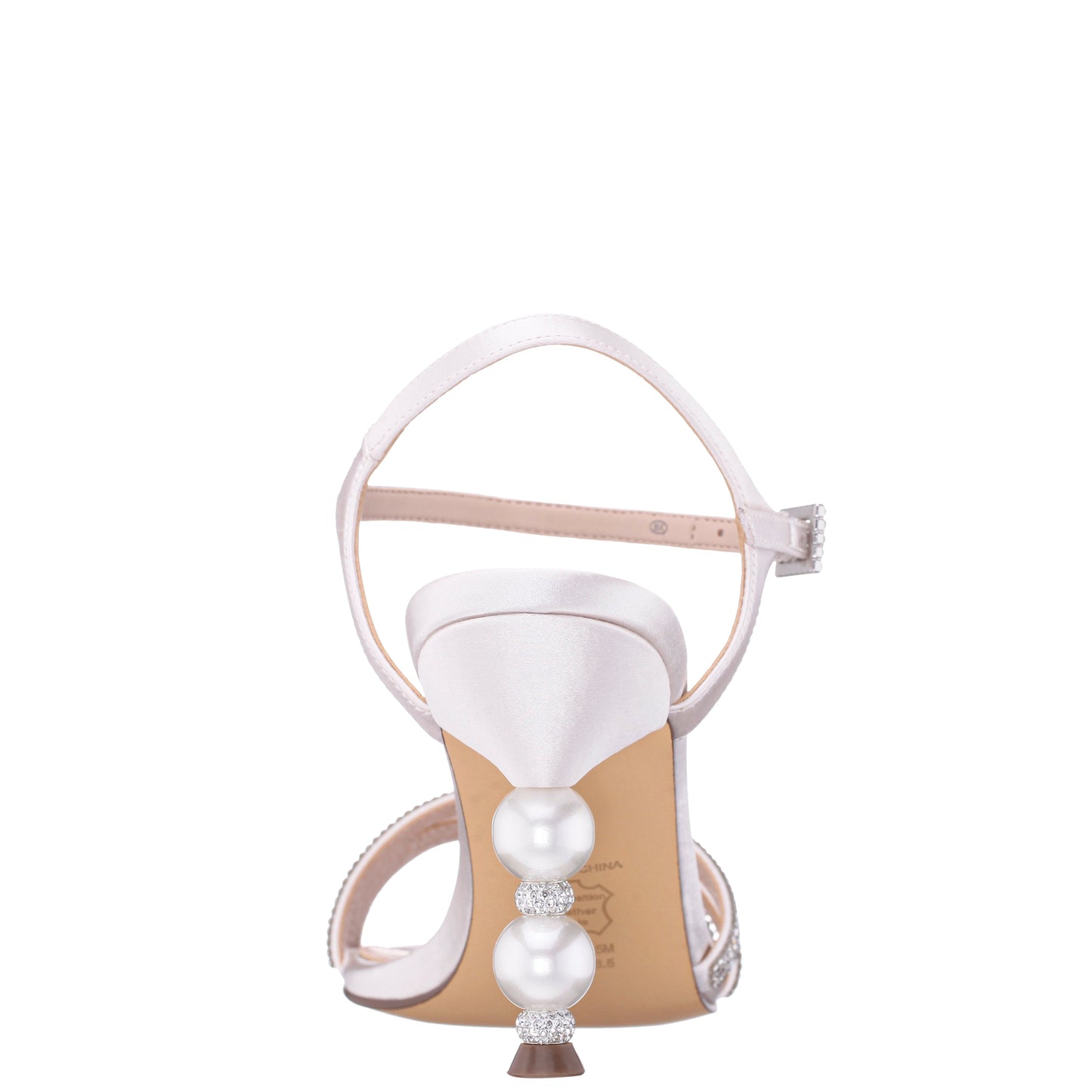 Veera White Satin with Crystals and Pearls High-Heel Sandals with Jeweled Ankle-Strap | Nina Shoes