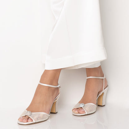 Allyce White Block-Heel Sandals | Nina Shoes