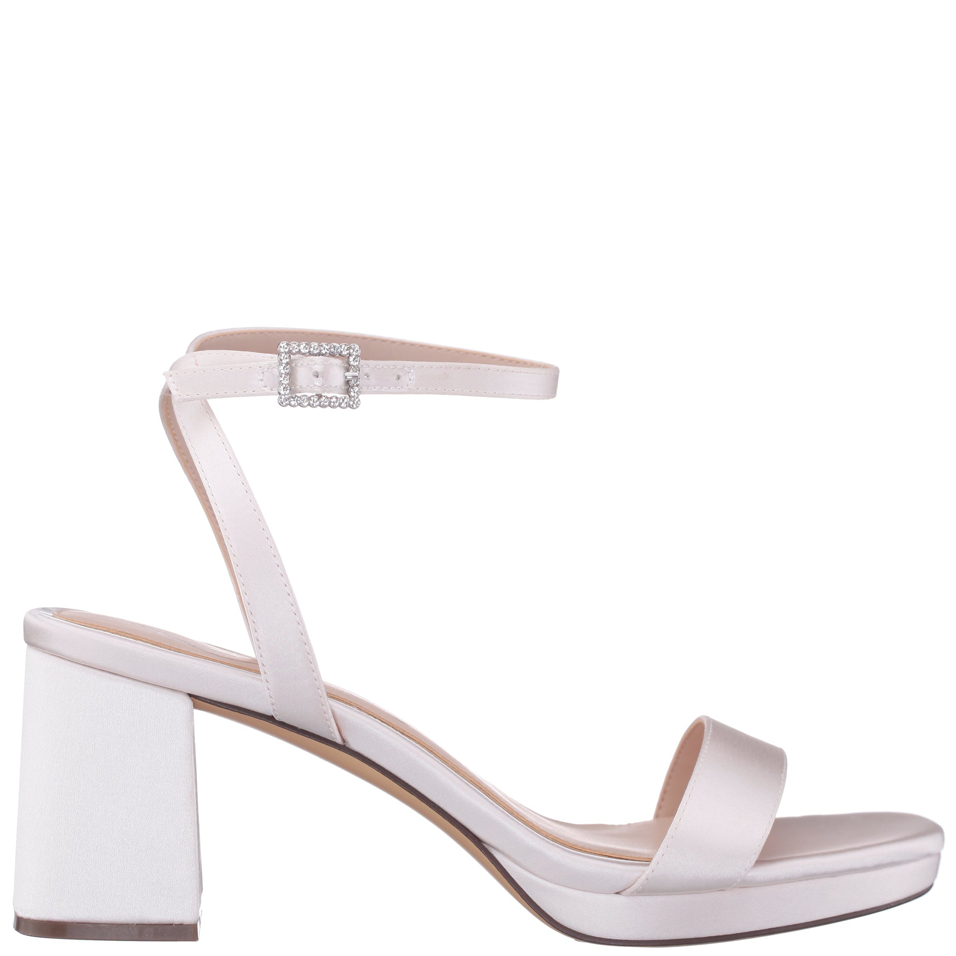 Bergen White Satin Block-Heel Platform Sandals | Nina Shoes