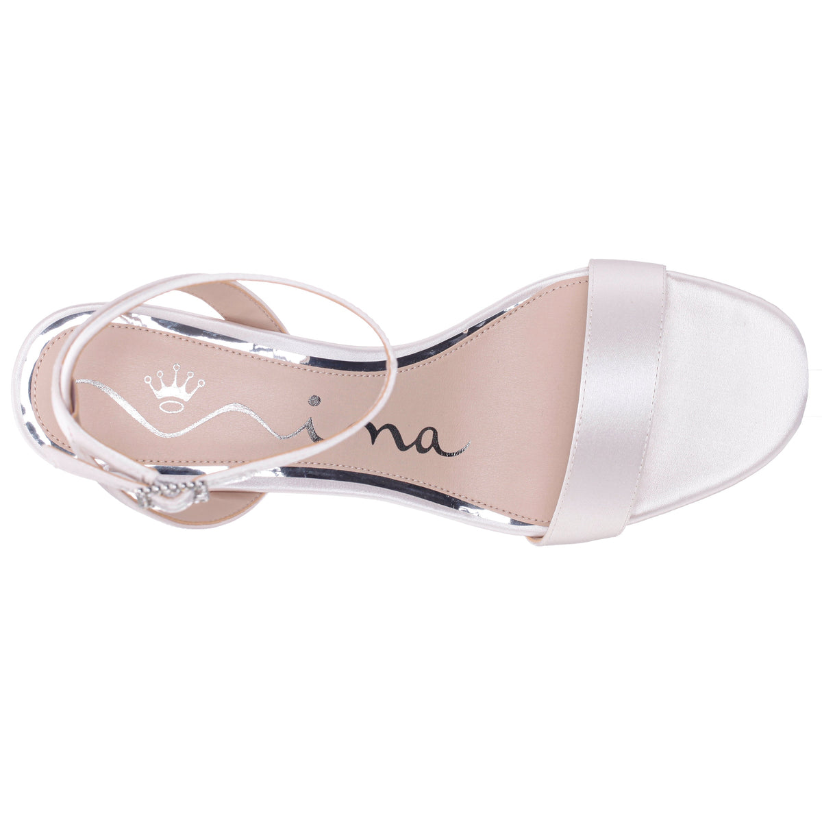 Bergen White Satin Block-Heel Platform Sandals | Nina Shoes