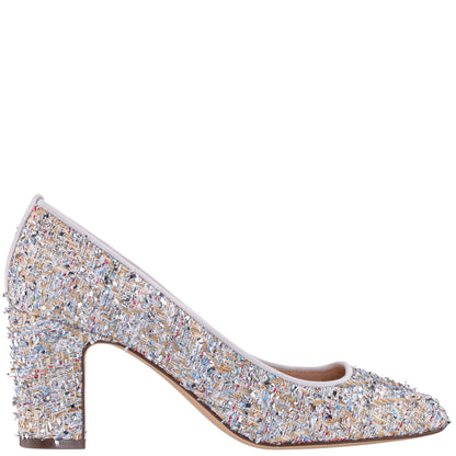 Giovana Silver Block-Heel Pump | Nina Shoes