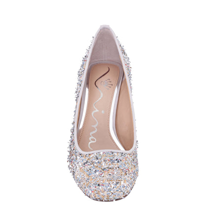 Giovana Silver Block-Heel Pump | Nina Shoes