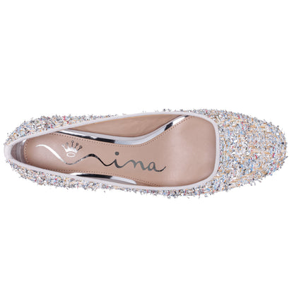 Giovana Silver Block-Heel Pump | Nina Shoes