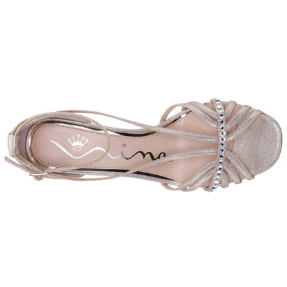 Bellva Gold Metallic Mid-Heel Sandal | Nina Shoes