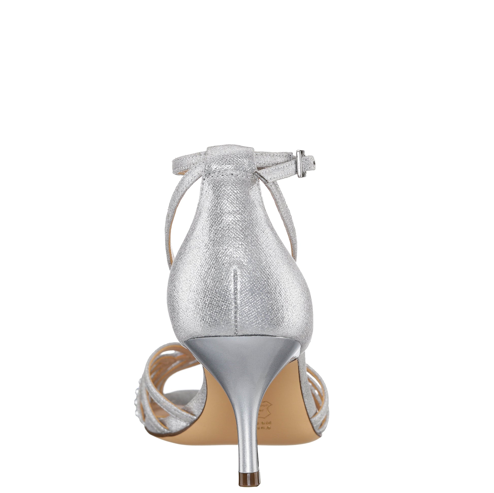 Bellva Silver Metallic Mid-Heel Sandal | Nina Shoes