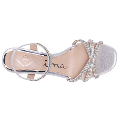 Benarda Silver Sandal Mid-Heel | Nina Shoes