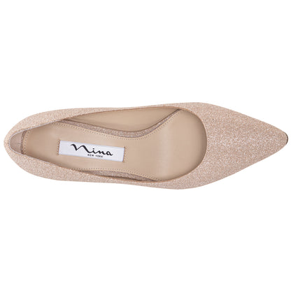 Nina60 Nude Glitter Net Mid-Heel Classic Pump | Nina Shoes