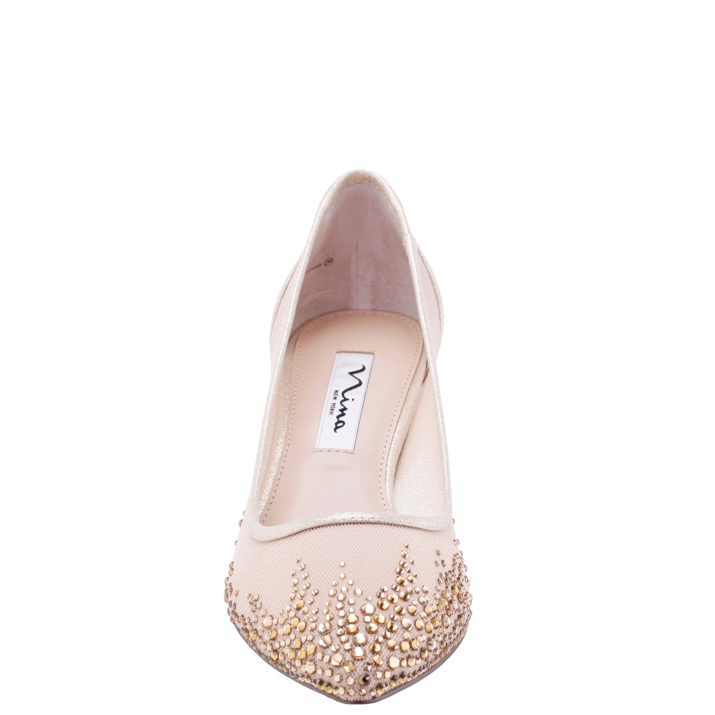 Sofie Platino Mesh with Faceted Crystals Kitten-Heel Pumps | Nina Shoes