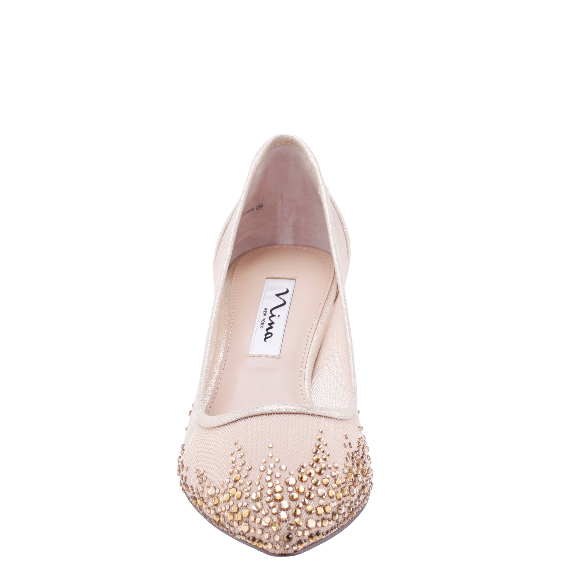Sofie Platino Mesh with Faceted Crystals Kitten-Heel Pumps | Nina Shoes