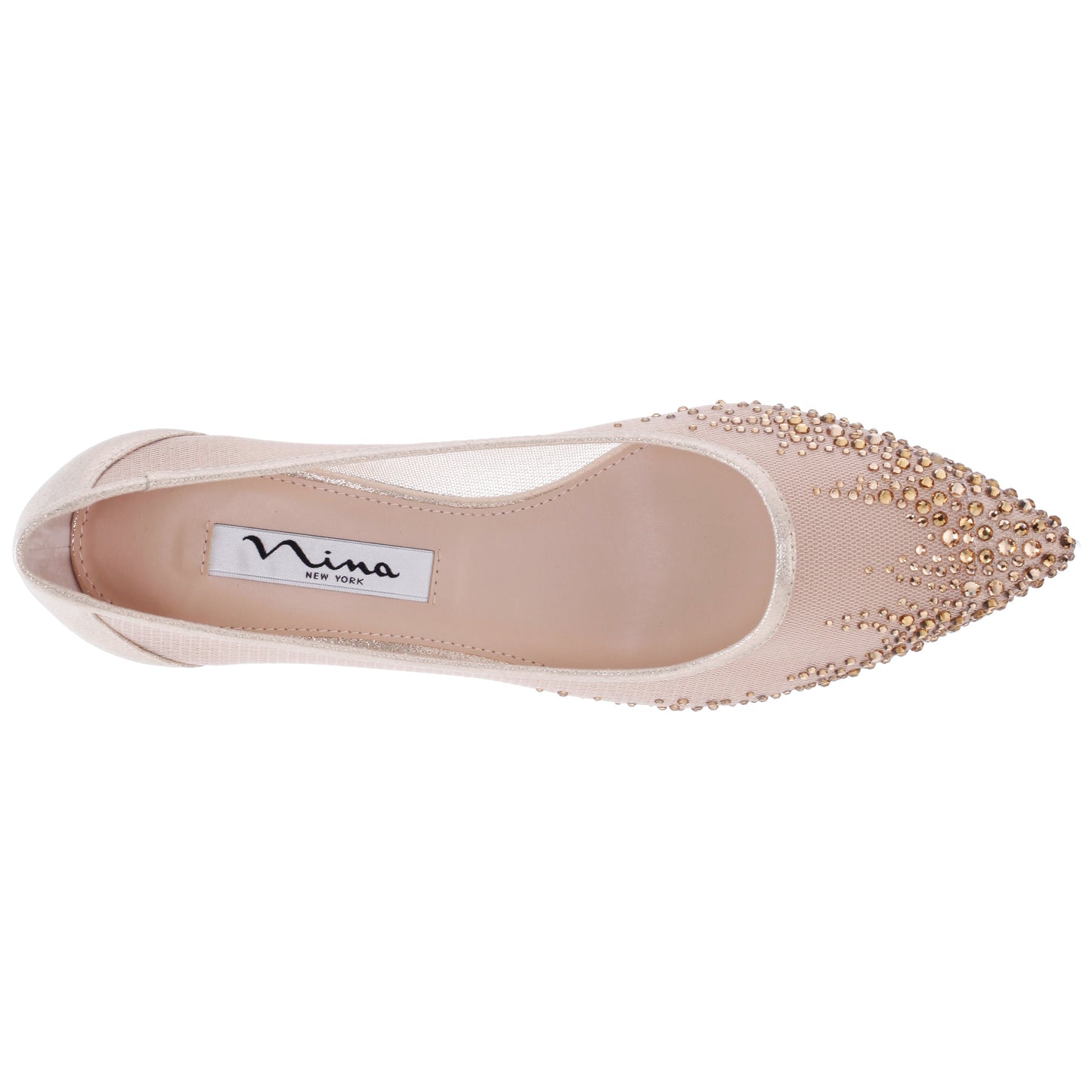 Sofie Platino Mesh with Faceted Crystals Kitten-Heel Pumps | Nina Shoes