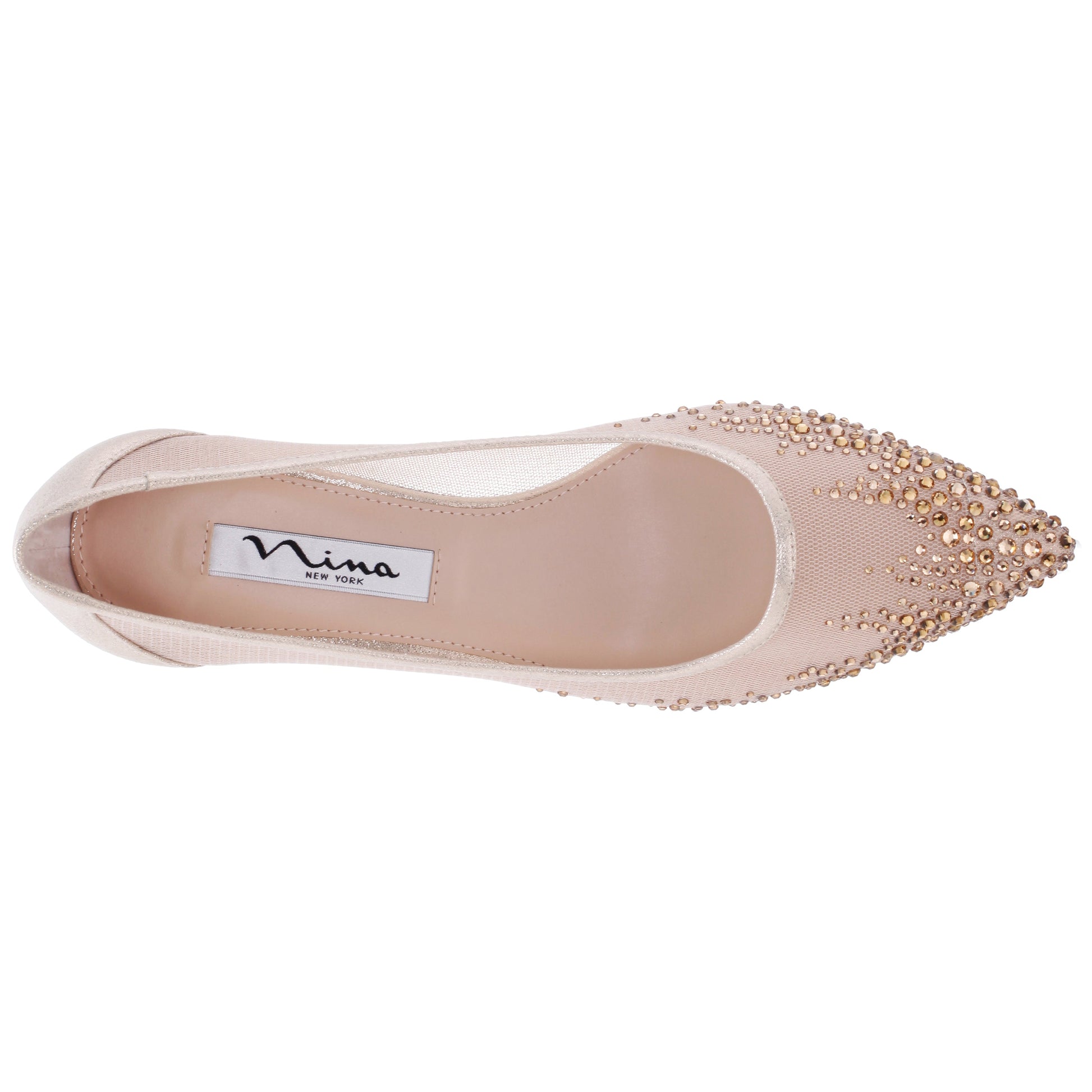 Sofie Platino Mesh with Faceted Crystals Kitten-Heel Pumps | Nina Shoes
