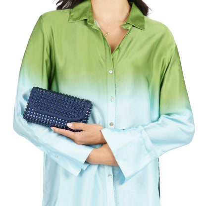 Bixby Blue Satin Crossbody Bag | Nina Shoes