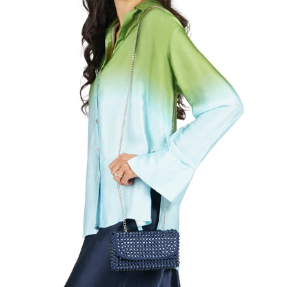Bixby Blue Satin Crossbody Bag | Nina Shoes