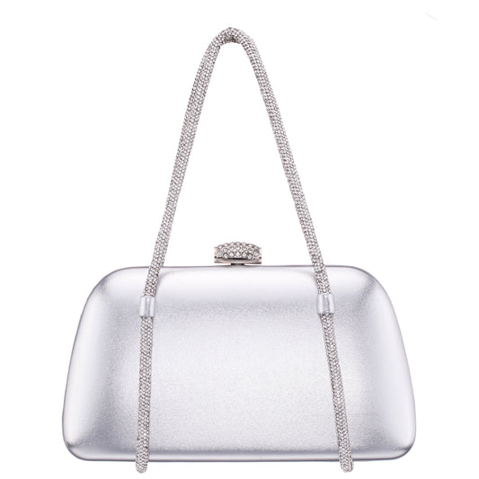 Camara Silver Metal Glaze PU/Glass Crystal Minaudiere | Nina Shoes