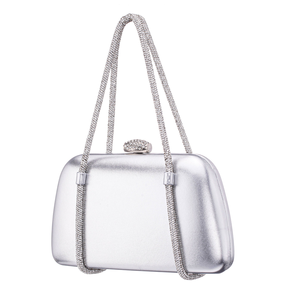 Camara Silver Metal Glaze PU/Glass Crystal Minaudiere | Nina Shoes