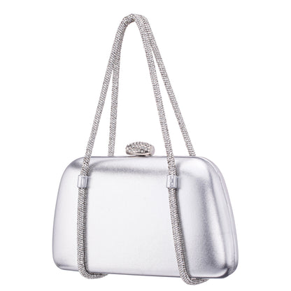 Camara Silver Metal Glaze PU/Glass Crystal Minaudiere | Nina Shoes