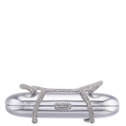 Camara Silver Metal Glaze PU/Glass Crystal Minaudiere | Nina Shoes