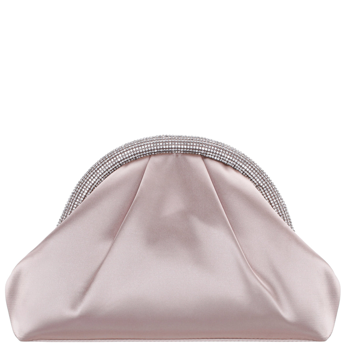Jane Pearl Rose Satin/Glass Crystal Frame Clutch | Nina Shoes