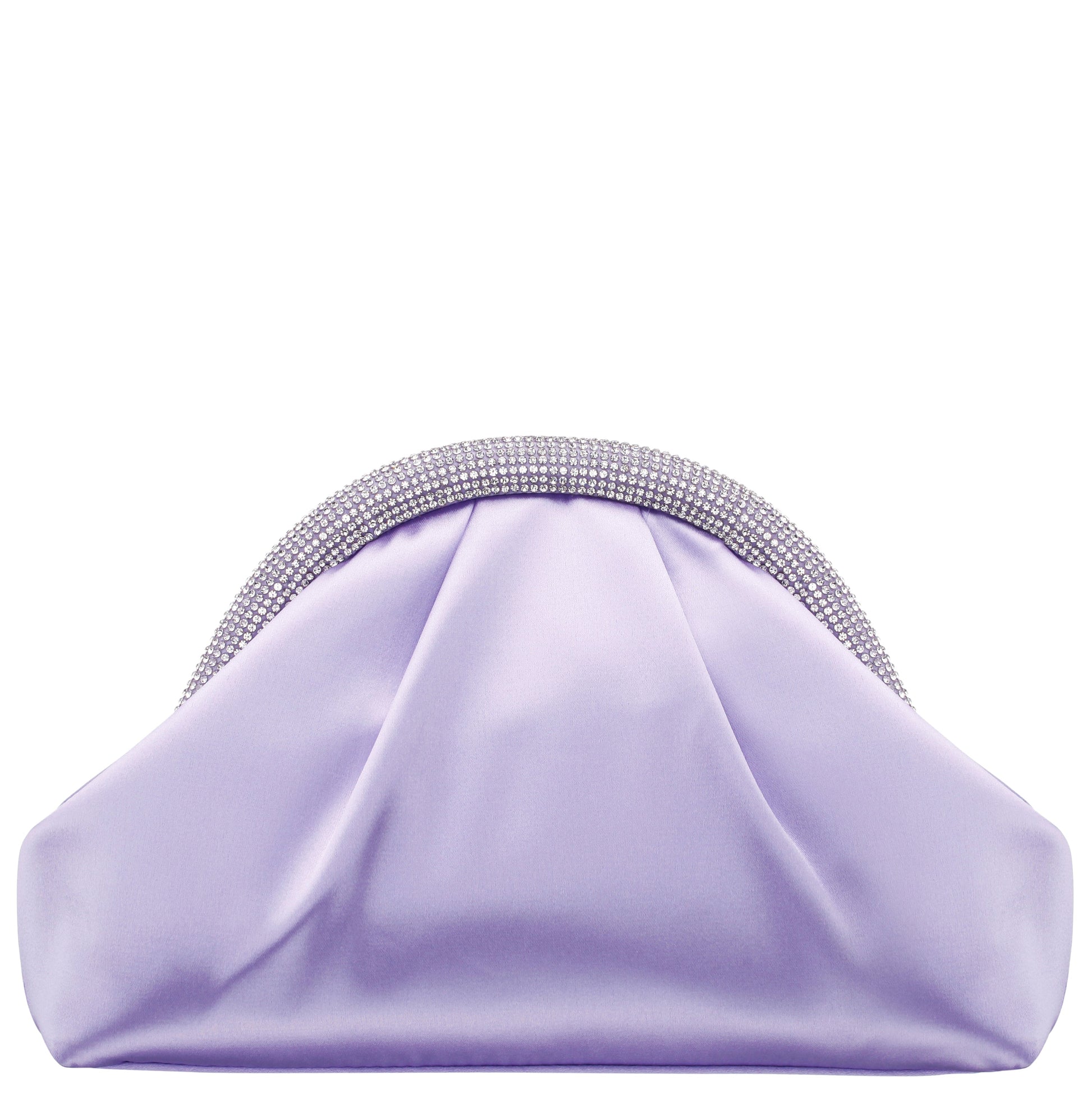 Jane Purple Satin/Glass Crystal Frame Clutch | Nina Shoes