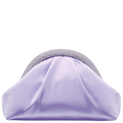Jane Purple Satin/Glass Crystal Frame Clutch | Nina Shoes