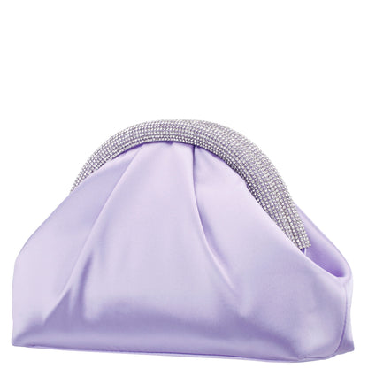 Jane Purple Satin/Glass Crystal Frame Clutch | Nina Shoes