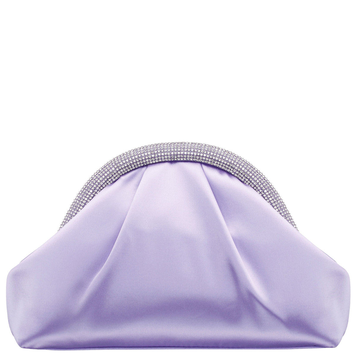 Jane Purple Satin/Glass Crystal Frame Clutch | Nina Shoes