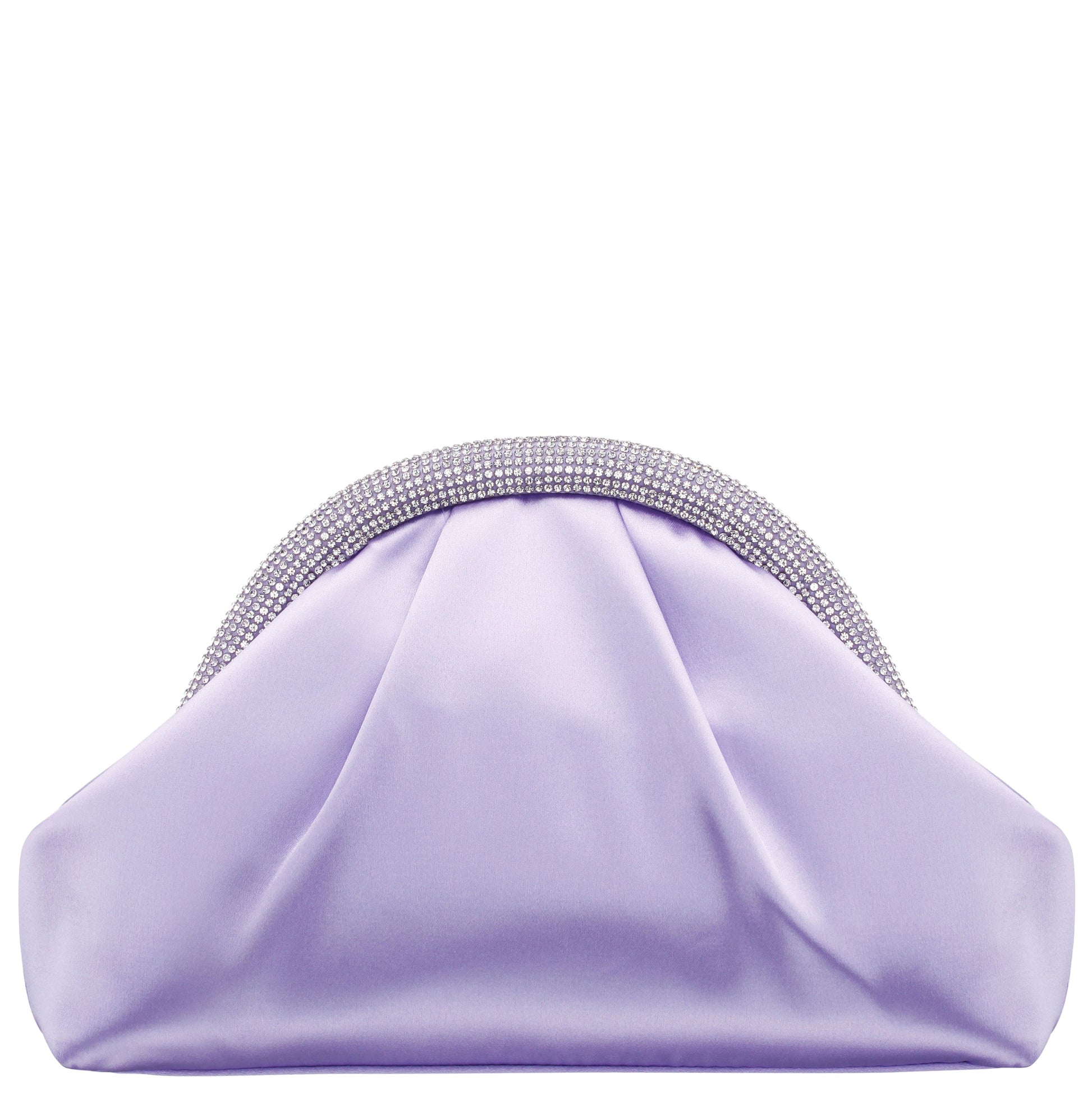 Jane Purple Satin/Glass Crystal Frame Clutch | Nina Shoes