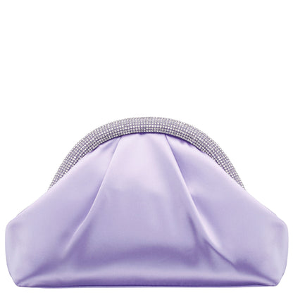 Jane Purple Satin/Glass Crystal Frame Clutch | Nina Shoes