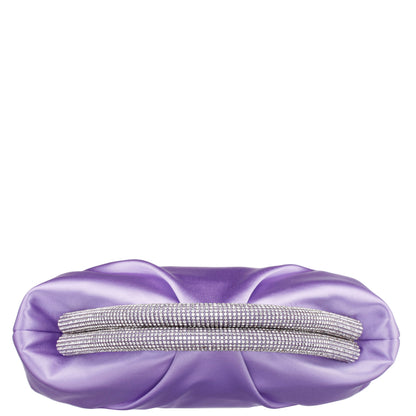 Jane Purple Satin/Glass Crystal Frame Clutch | Nina Shoes