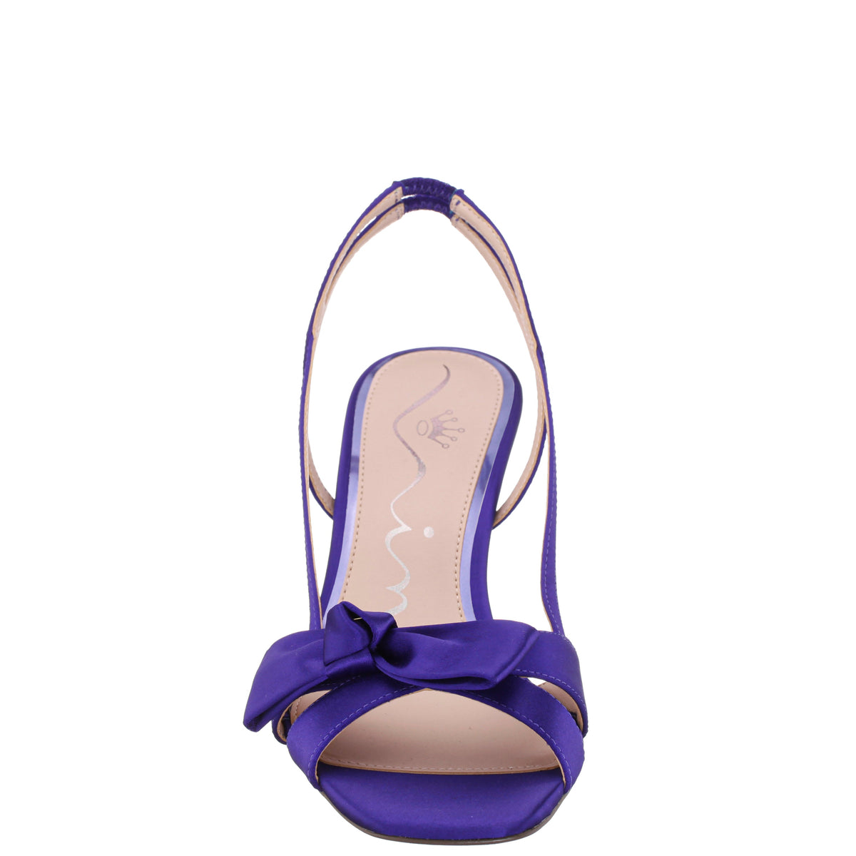 Lizette Purple Satin with Bow Slingback Sandals on a Mid-Heel | Nina Shoes
