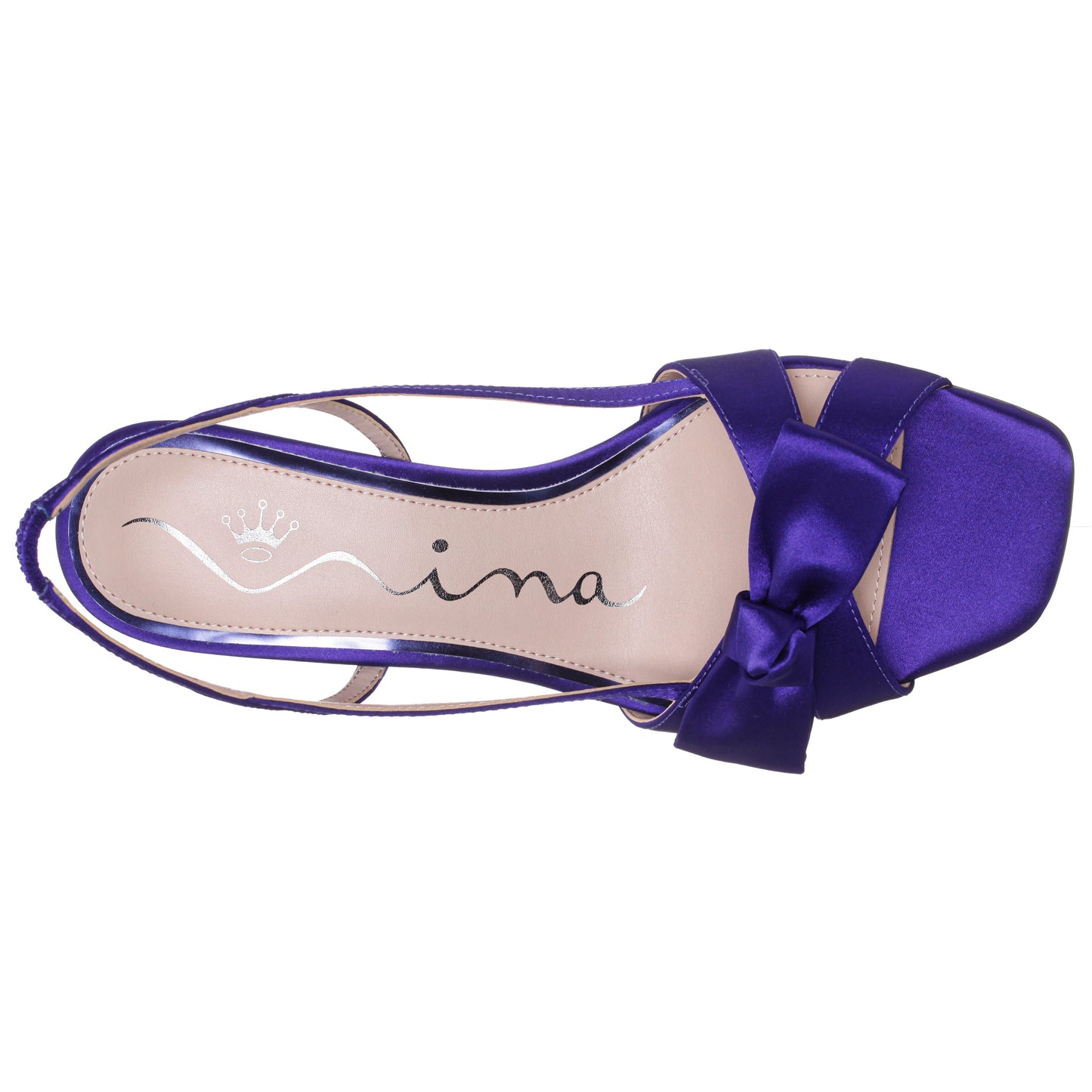 Lizette Purple Satin with Bow Slingback Sandals on a Mid-Heel | Nina Shoes