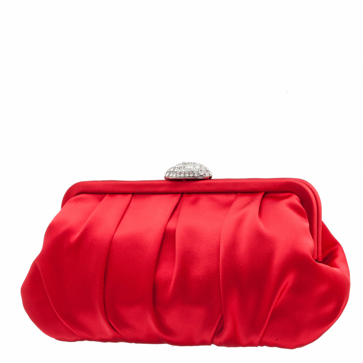 Concord Red Pleated Frame Clutch With Crystal Clasp | Nina Shoes