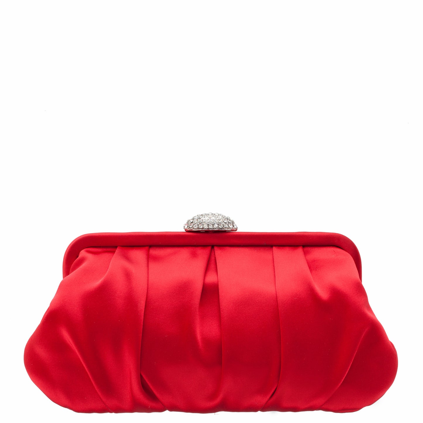 Concord Red Pleated Frame Clutch With Crystal Clasp | Nina Shoes