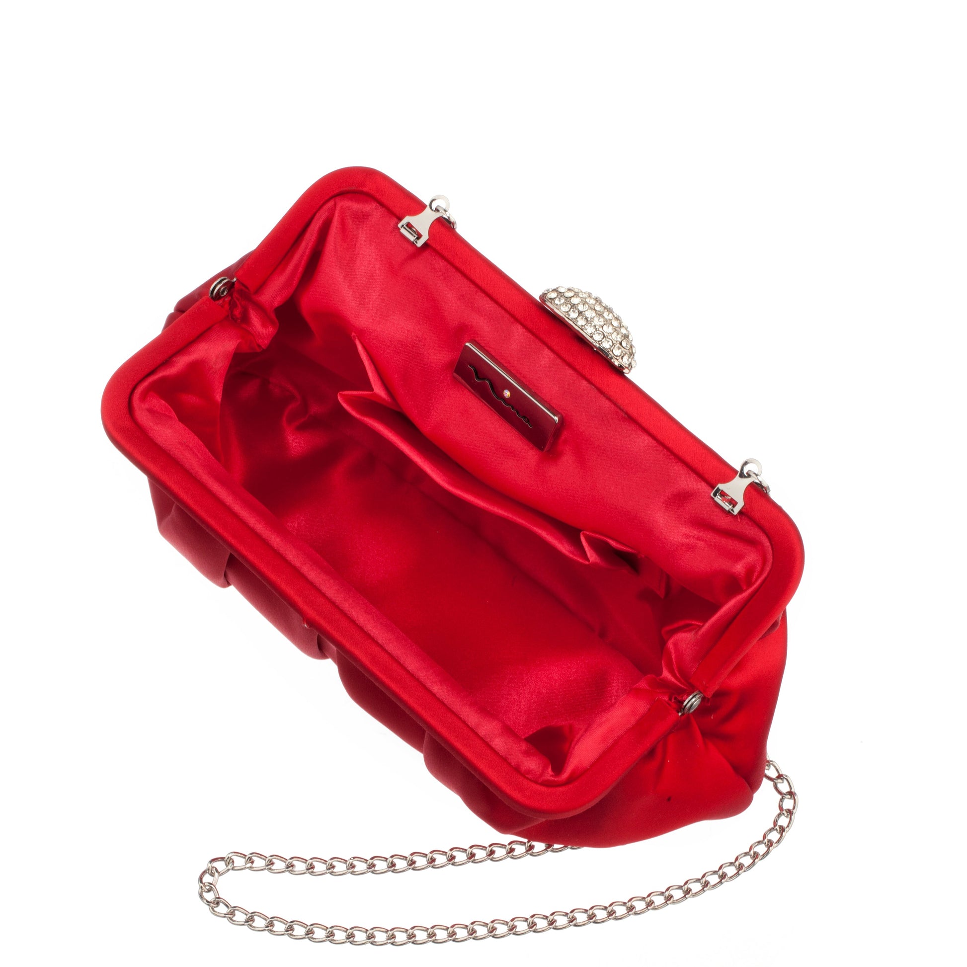 Concord Red Pleated Frame Clutch With Crystal Clasp | Nina Shoes