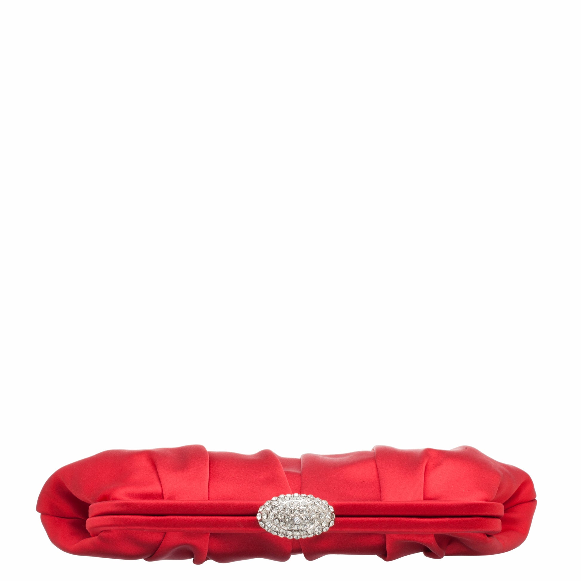 Concord Red Pleated Frame Clutch With Crystal Clasp | Nina Shoes