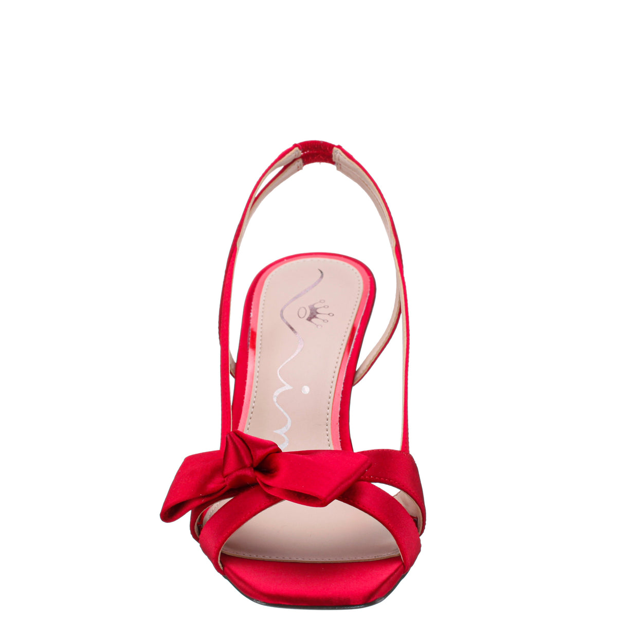 Lizette Red Satin with Bow Slingback Sandals on a Mid-Heel | Nina Shoes