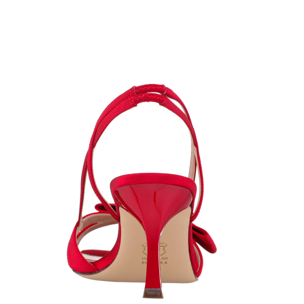 Lizette Red Satin with Bow Slingback Sandals on a Mid-Heel | Nina Shoes