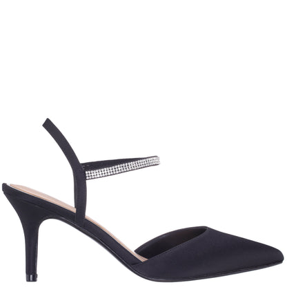 Taisha Black Sling Back Mid-Heel Dress Shoes | Nina Shoes
