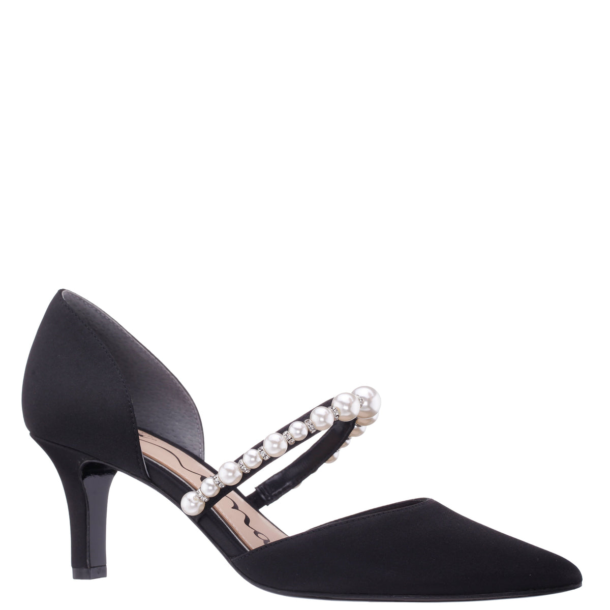 Blair Black Satin Mid-Heel Pumps | Nina Shoes